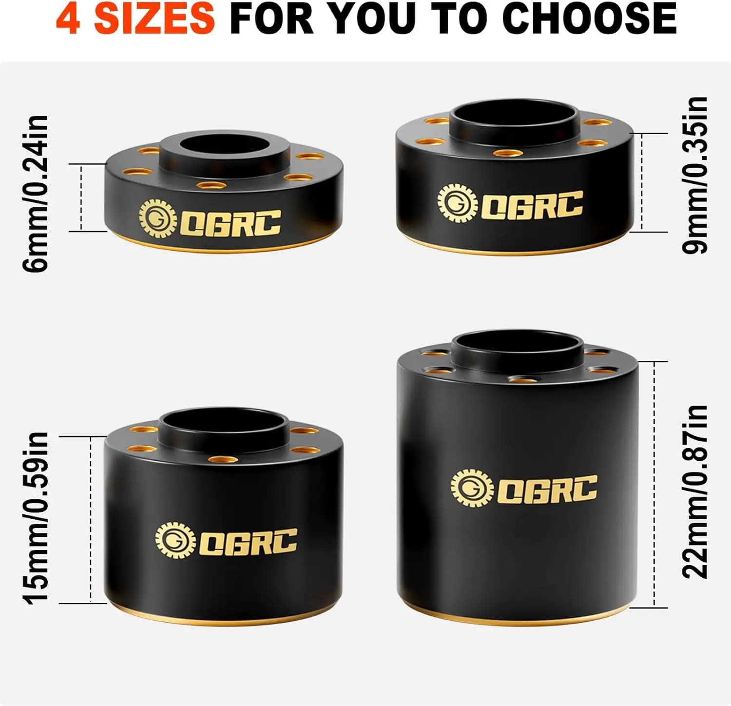 12 mm wide hexagonal wheel adapter 6 mm 9 mm 15 mm 22 mm brass weights for SCX10 TRX4 GEN8 1/10 RC Crawler Car