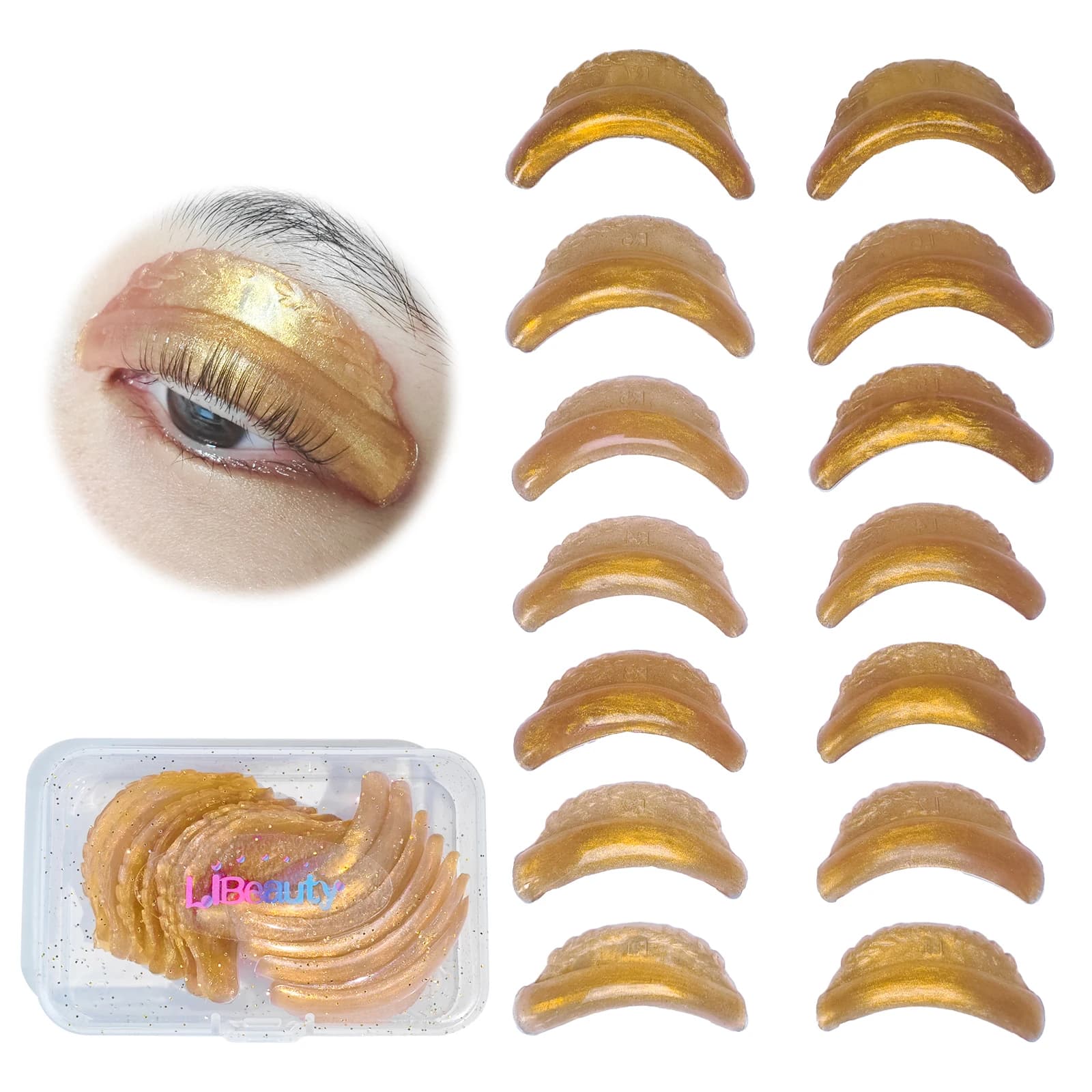 Libeauty 7 Bearing Paia for Permanent Eyelashes C Curl, 3D Eyelash Lifting Supports, Eyelash Lifting Accessories, Open Eyes Operation Tool