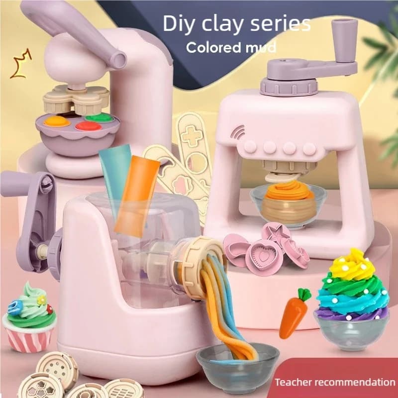 Set per l'artigianato con l'argilla fai-da-te per bambini, macchina per gelato a forma di noodle con 28 stampi, set da gioco con argilla ultra leggera non tossica per compleanni dei bambini