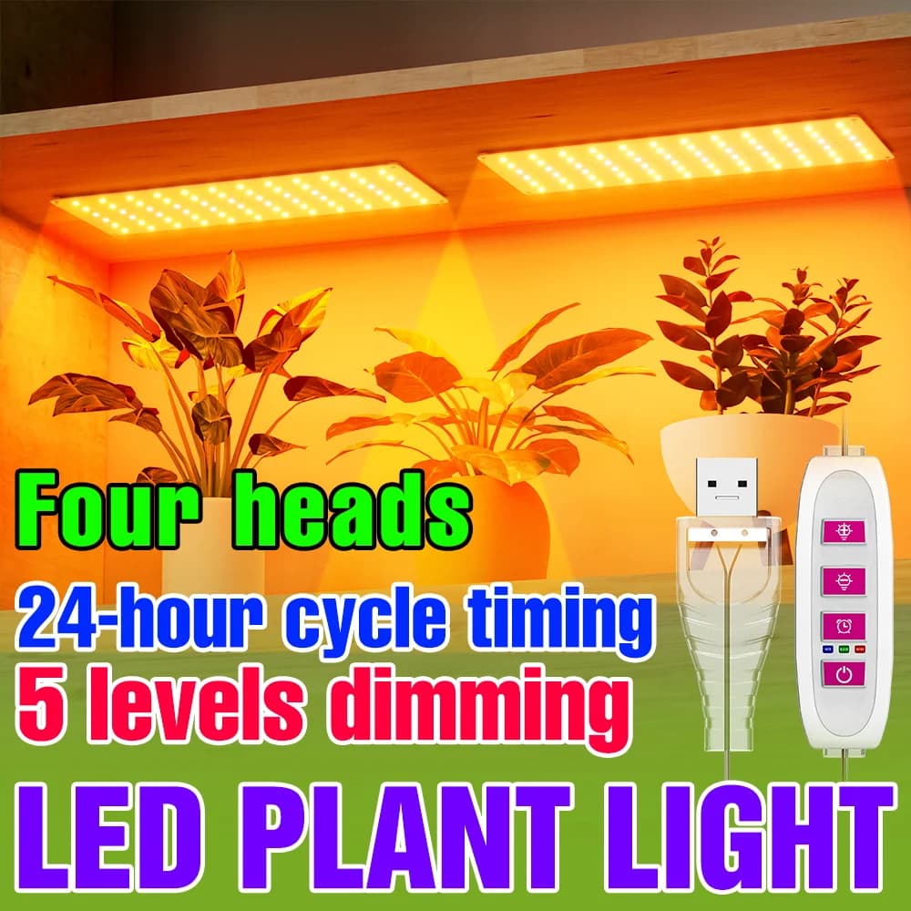 USB LED Grow Light Indoor Quantum Board Plant Lamp Timing Auto On/Off dimmable for plant hydroponic growing seeds