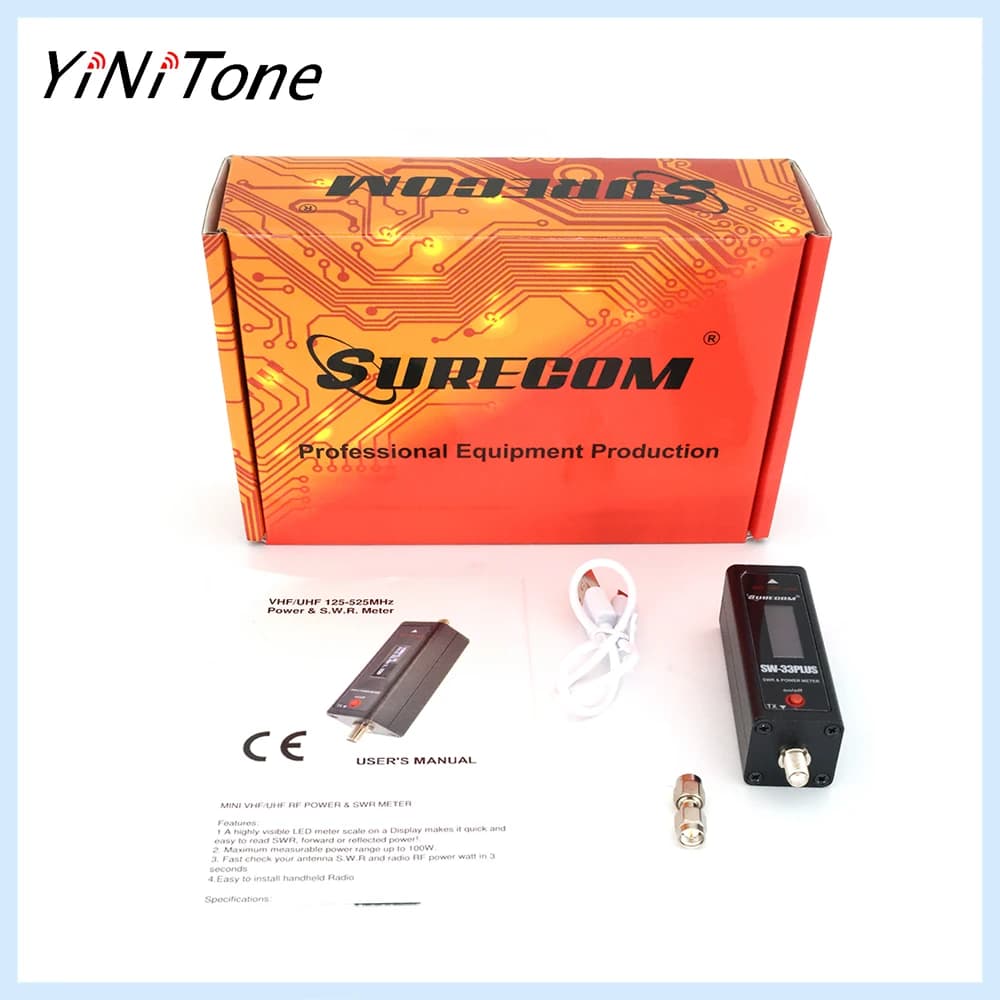 Affidabile SURECOM SW-33Plus Mini misuratore di potenza e SWR per controllo antenna radio walkie-talkie analogica VHF/UHF 125-525 MHz