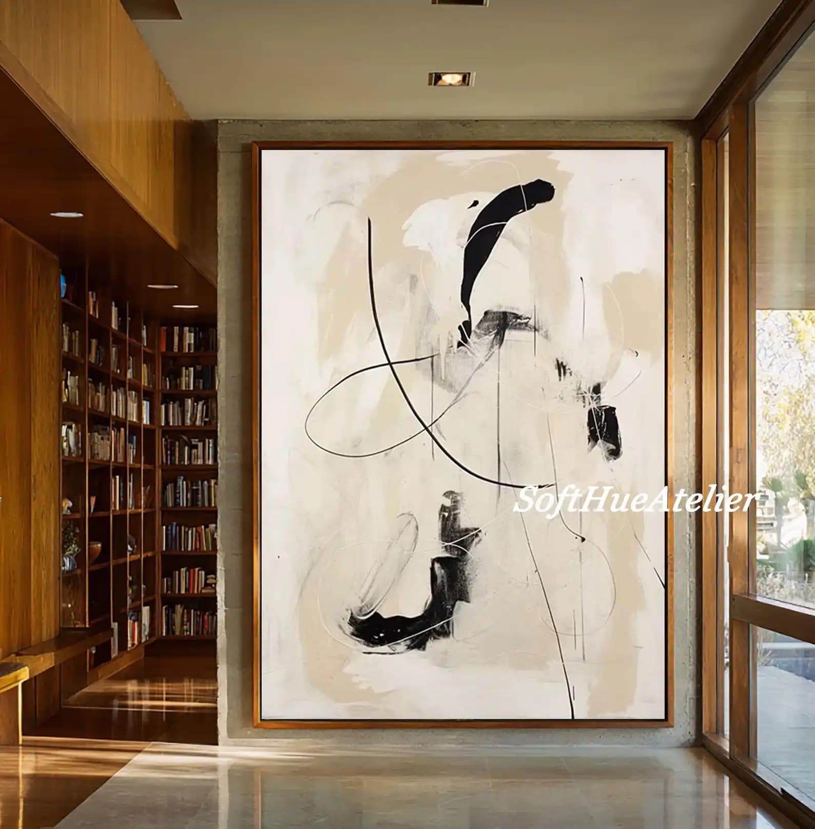 Mhemyo Large Original Abstract Canvas Wall Art Black and White Minimalist Modern Textured Hand Painted Painting for Living Decor