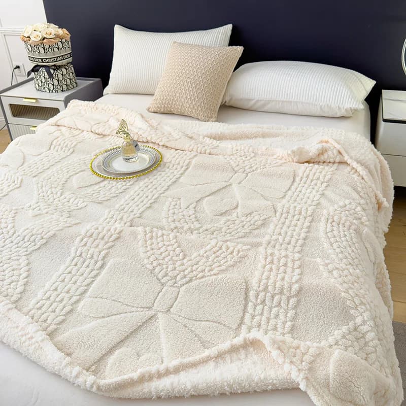 Velluto corallo jacquard per la primavera autunno Solido caldo e sottile Copridivano Coperta per ufficio Trapunta morbida e delicata sulla pelle per Single Queen