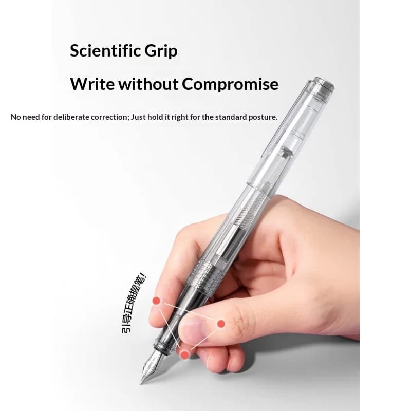 Nusign 985 Transparent Demo Student Fountain Pen Set,Extra Fine Smooth EF Tip Students' Calligraphy Practice Advanced Stationery