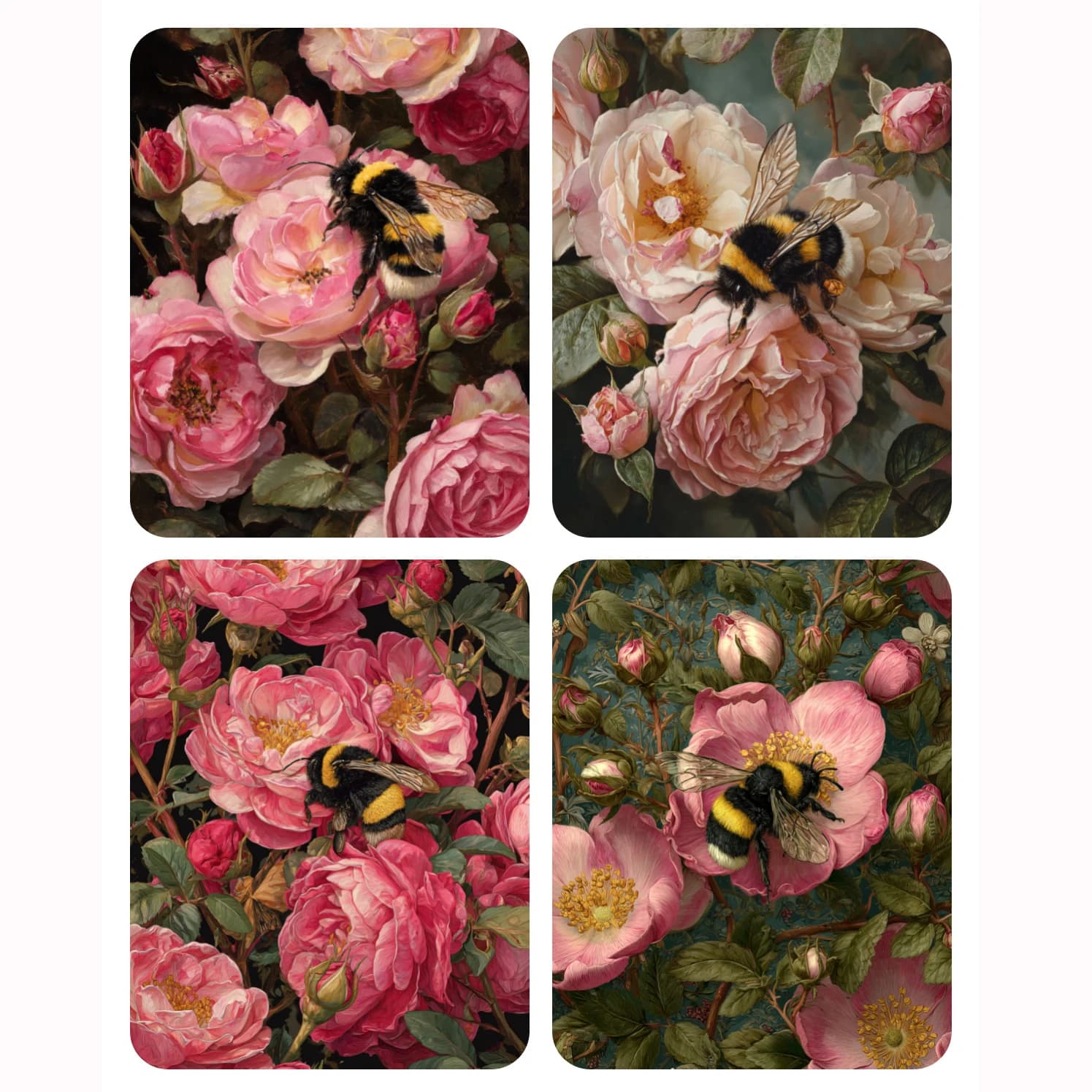 Hand Paint Bees on flowers Painting By Numbers Kit DIY Acrylic Artwork Canvas Art Gift Home