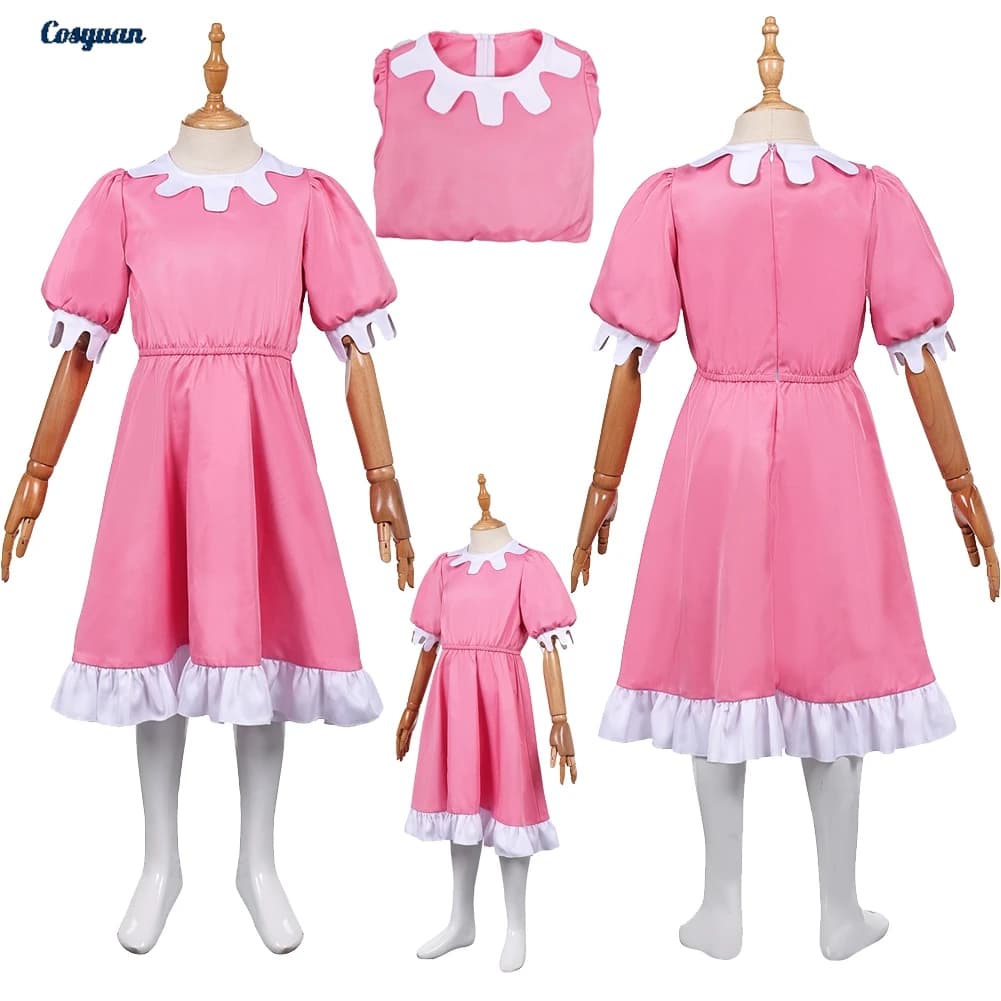Kids Girls Cartoon Three Thieves Tiffany Cospaly Pink Dresses Cute Kids Role Game Gonna Halloween Carnival Party Dress