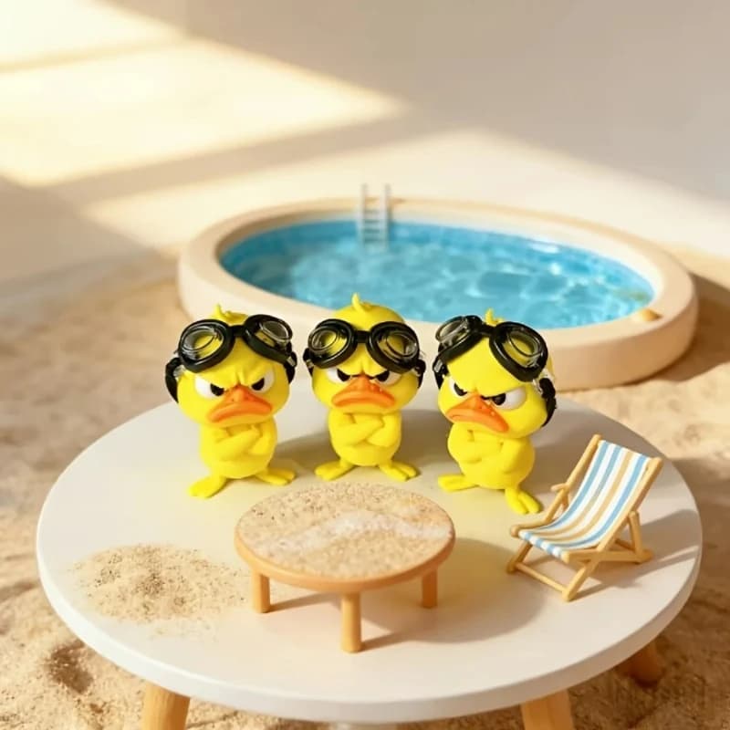1PC Angry Hug Duck Figurine With Swim Goggles Cute Desktop Ornament Home Table Decor Holiday Party Gift Decorative Statue