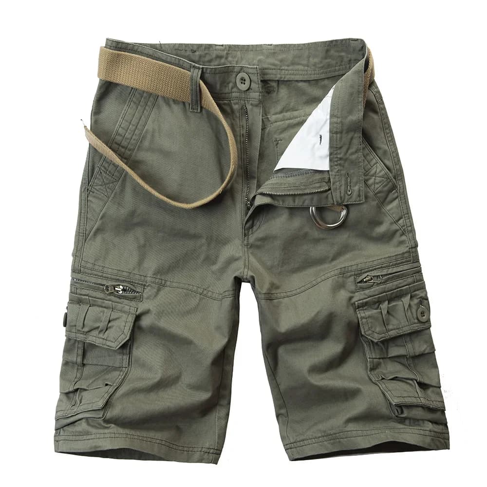 Pantaloncini Cargo da Uomo in Cotone Estivi 2026, Multitasche, Casual, Sciolti, Tinta Unita, per Escursionismo e Jogging, Senza Cintura, Taglie Forti