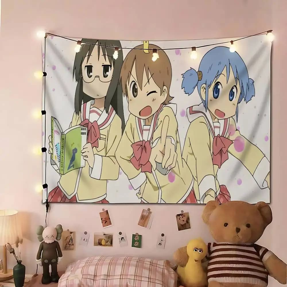 N-Nichijou My Ordinary Life Tapestry Wall Hanging Tapestry Art Deco Blanket Curtain Hanging At Home Bedroom Living Room Decor