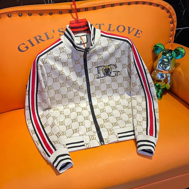 Elegante Giacca Casual da Uomo con Ricami a Righe, Moda Autunno Inverno, Colletto Alto, Zip sulle Maniche, Orlo Elastico, Cappotto Outerwear
