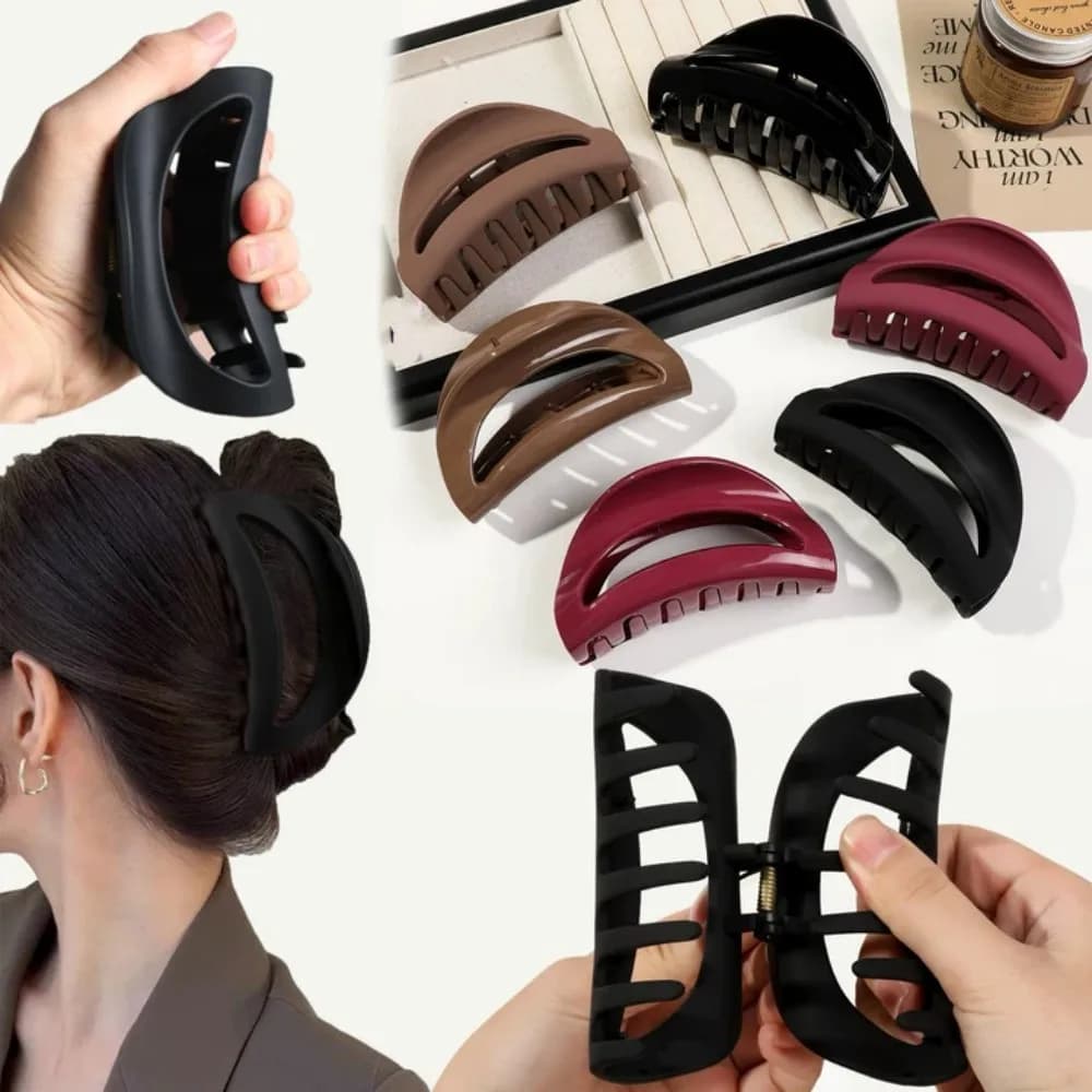 Neutral Colors Semicircle Cloud Silicone Claw Clip,Supersafe Head Protection,Soft Flexible Banana Clip for Women Hair Accessory