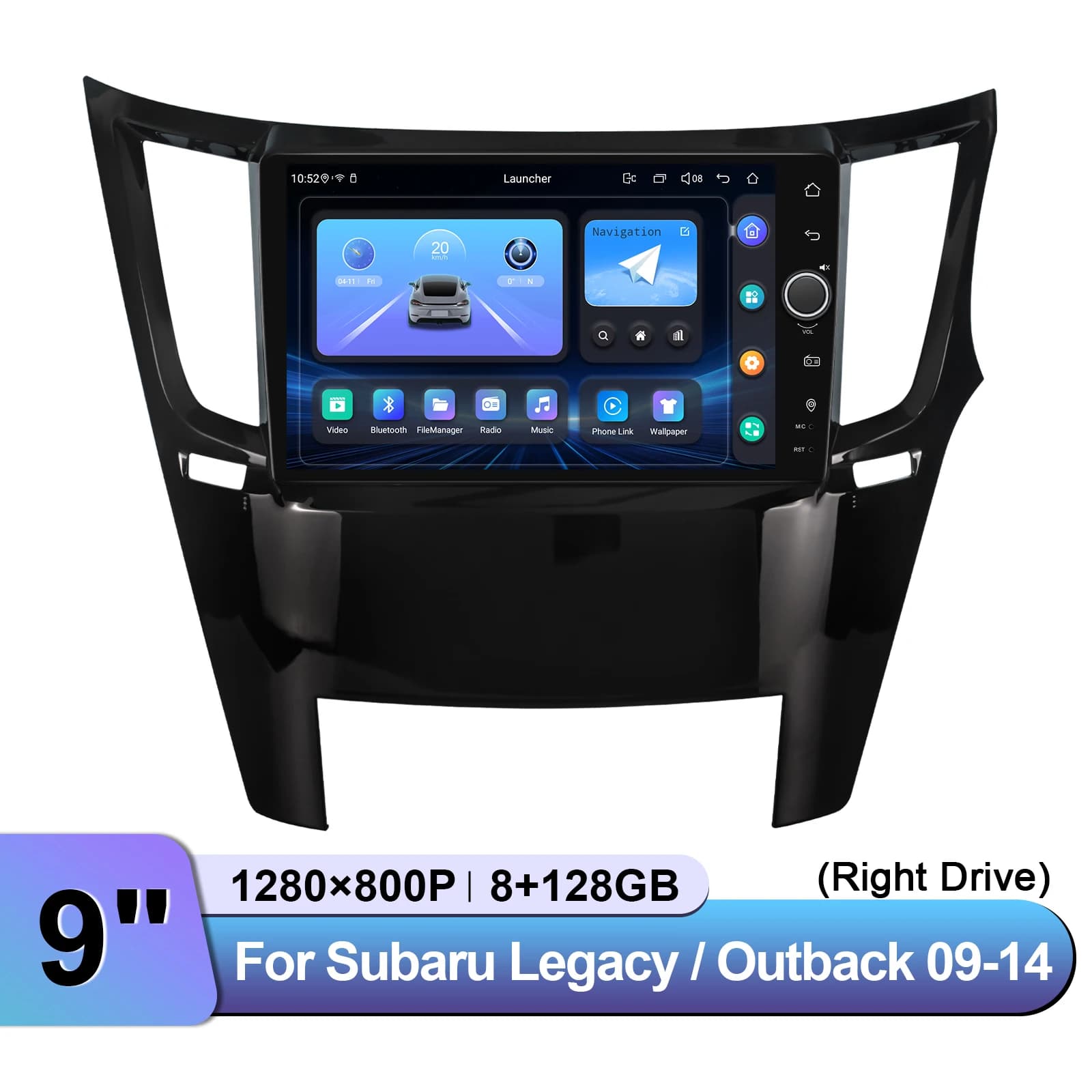 Guida a destra 9 "Sistema audio per auto stereo per Subaru Legacy & Outback 2009-2014 Lettore multimediale Supporto Carplay Android Auto