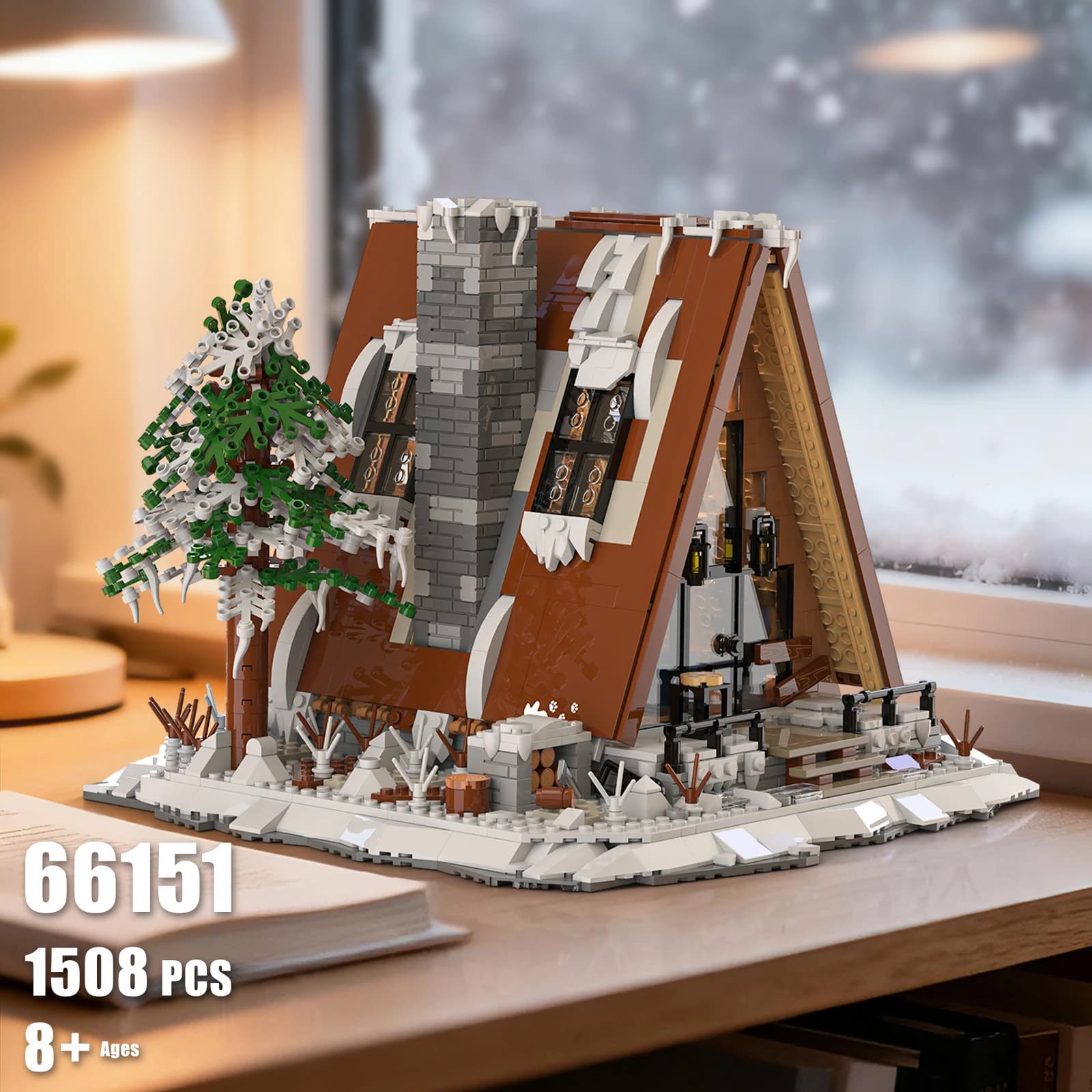 1508 pezzi Street View A-Frame Snow Cabin Building Blocks Modello Giocattolo educativo per bambini Ornamento regalo di Natale
