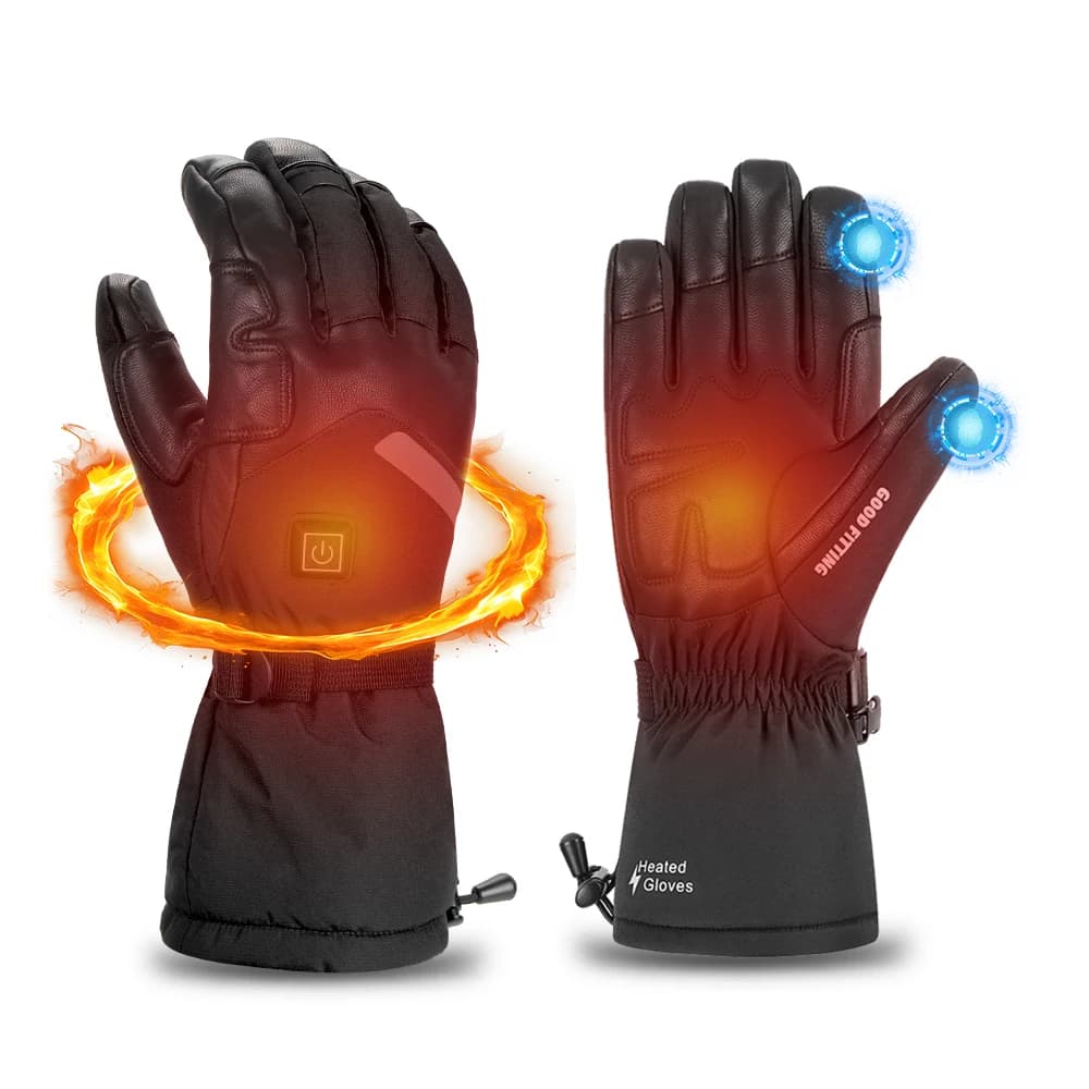 USB Rechargeable Electric Heated Gloves Ski Heated Warm Gloves Waterproof Touchscreen Thermal Gloves for Motorcycle Bicycle