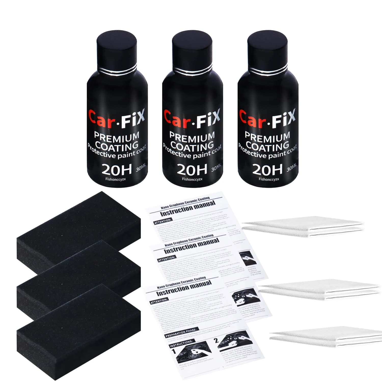 Set di 3 Cera Lucidante con Rivestimento Ceramico 20H, Super Idrofobico, per Cura della Vernice, Durevole, Anti-Corrosione, Vetro Liquido Cristallino per Auto