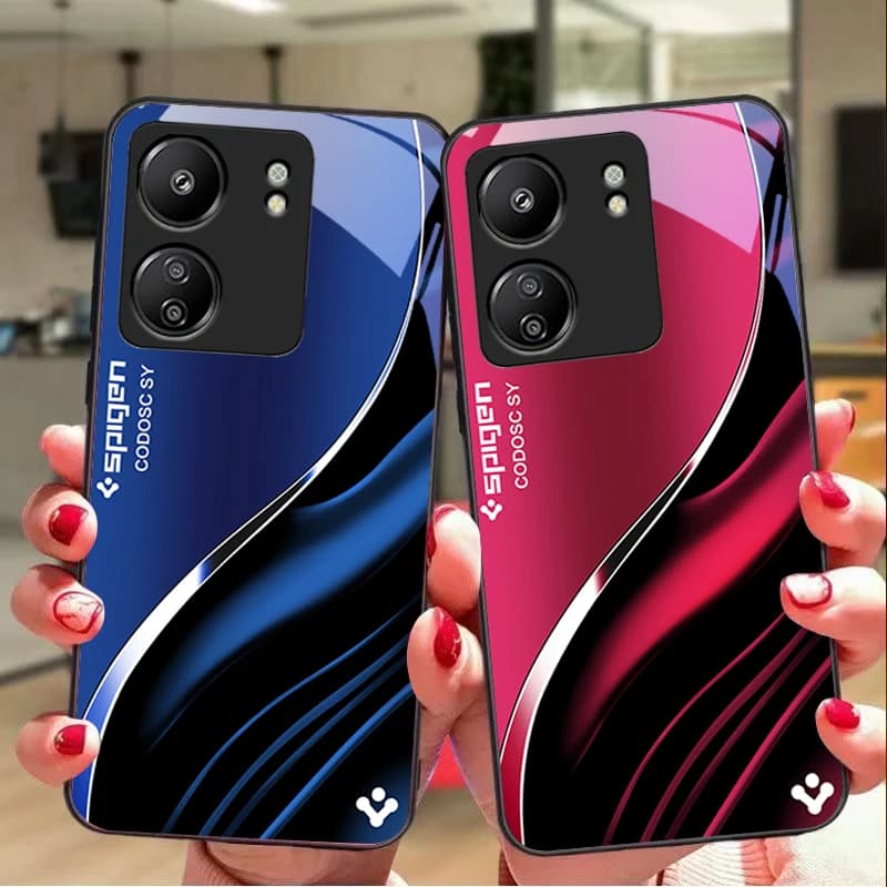 Blu profondo Moda Per Xiaomi Redmi 13C Note13 12 Pro Plus 5G Nota 9 13T Pro POCO X6 F5 F6 Custodia per telefono in vetro temperato nero