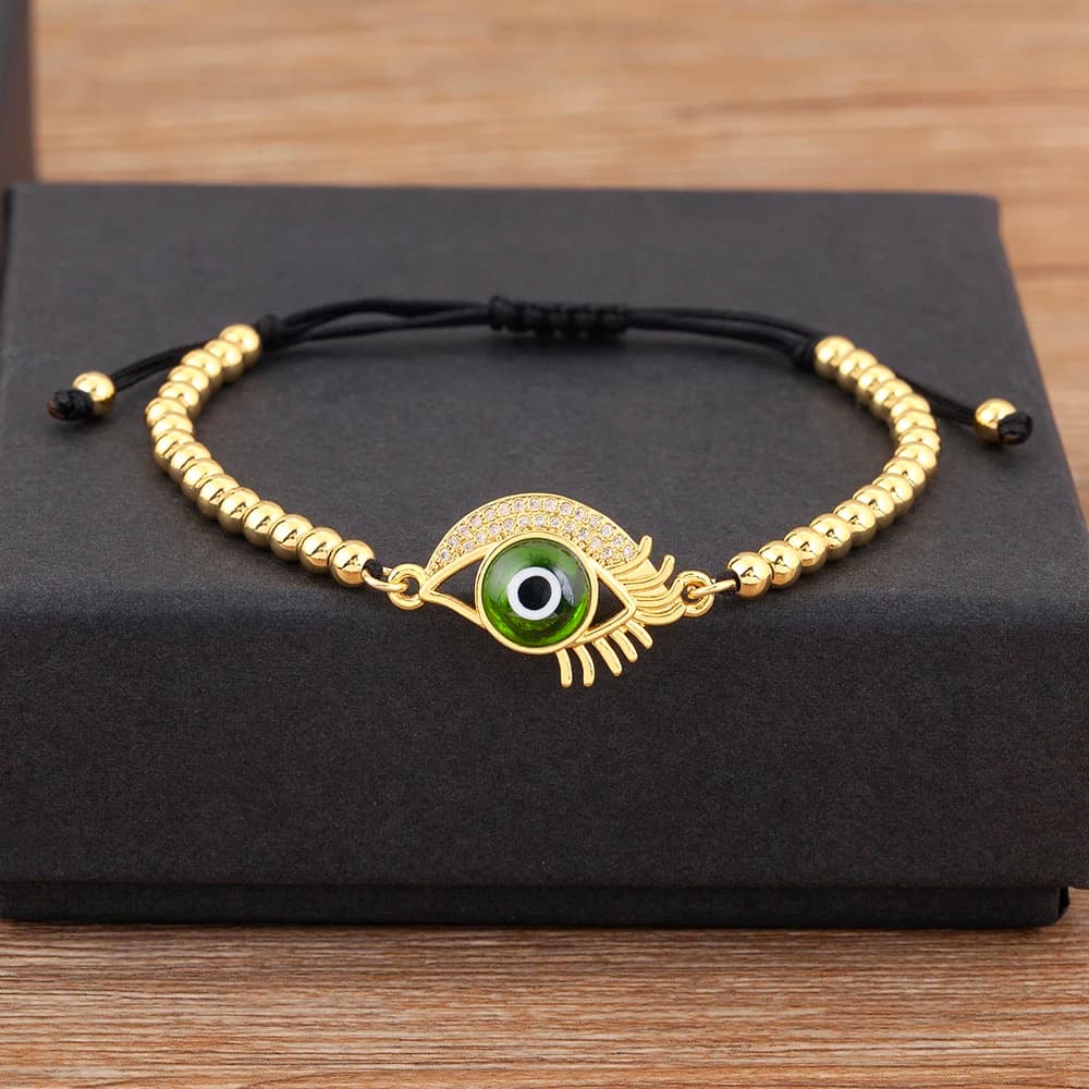 Nidin New Fashion Lucky Bird Shape Evil Eye Shiny Zircon Bracelets Adjustable 6 Colors For Women Chain Bangles Jewelry Gifts