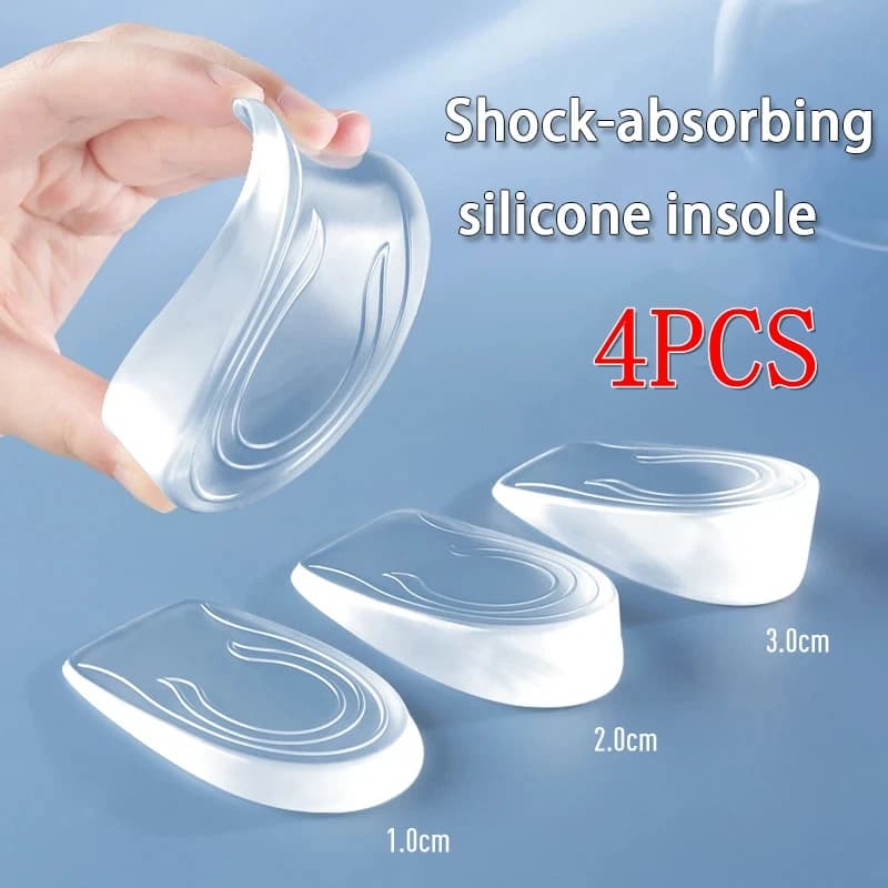 2pcs/4pcs Invisible Elastic Heel Pads Silicone Shock Absorbing Insoles Men's and Women's Arch Support Height Increasing Insoles