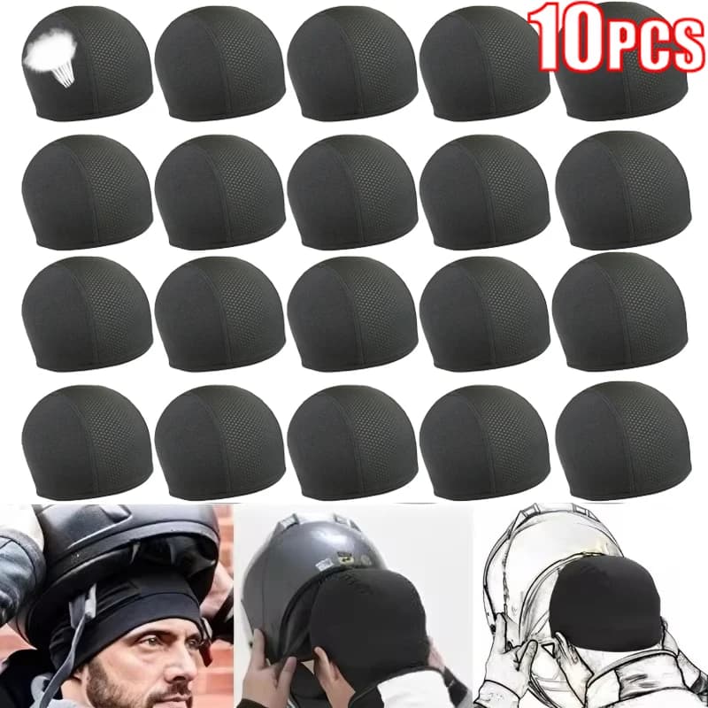 1-10pcs bike cycling cap Quick Dry breathable moisture absorption helmet Beanie inner lining dome Sport Cap motor accessories