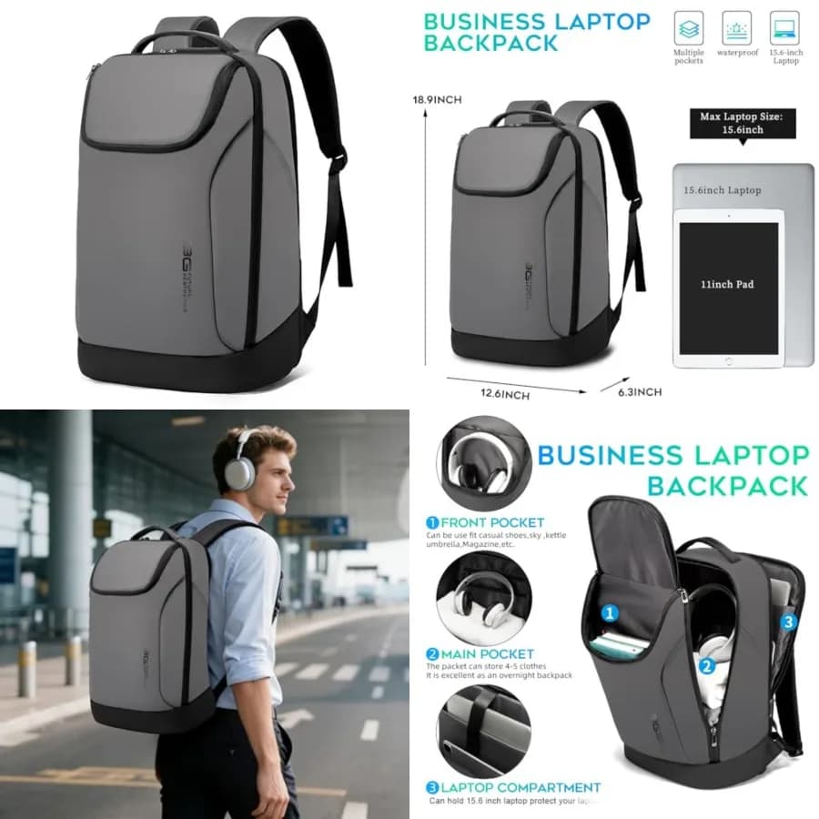 Zaino Smart Business FUTURE AESTHETICS Impermeabile per Donne e Uomini, Approvato per il Trasporto Aereo, Zaino Resistente Adatto per Pernottamenti e Viaggi