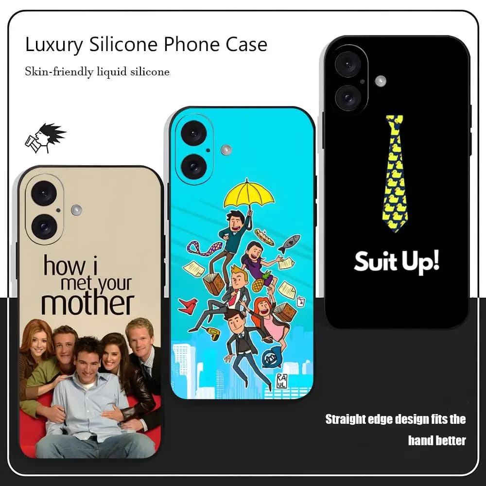 Cover Morbida Nera Antiurto per iPhone 17 16 15 14 13 12 X XR XS 8 Plus Mini Pro Max - Tema Serie TV How I Met Your Mother