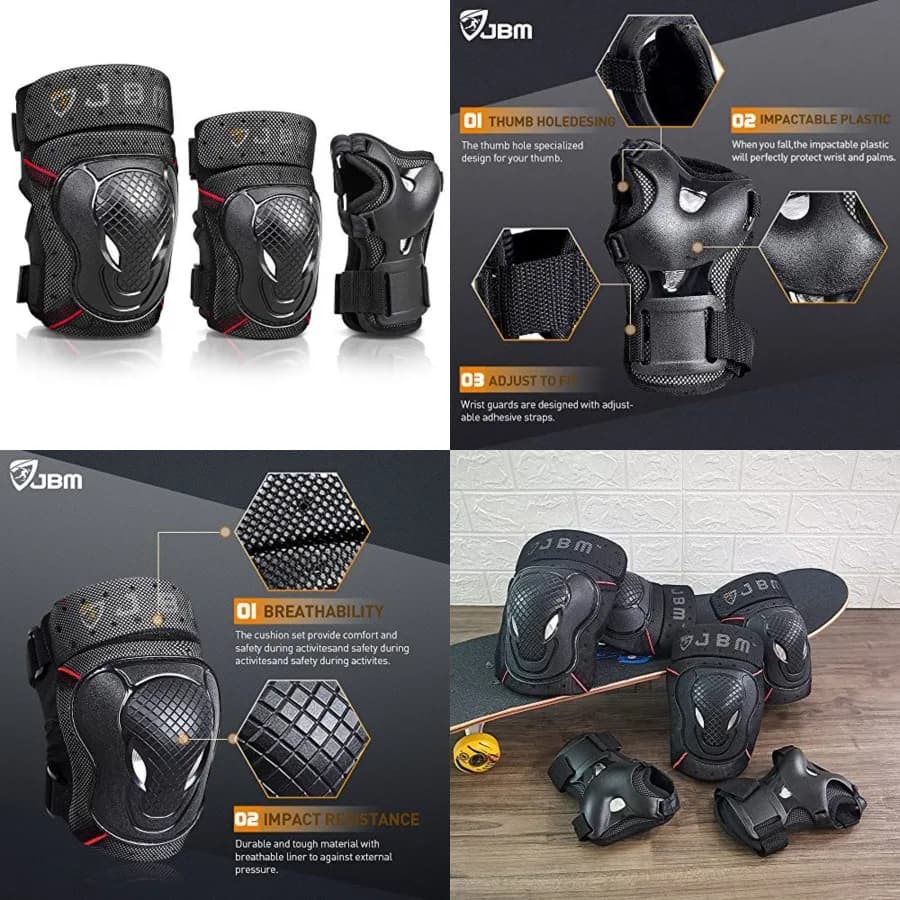 Set di Protezioni per Ginocchia, Gomiti e Polsi per Adulti e Giovani, Ideale per Ciclismo, Equitazione e Sport Multipli