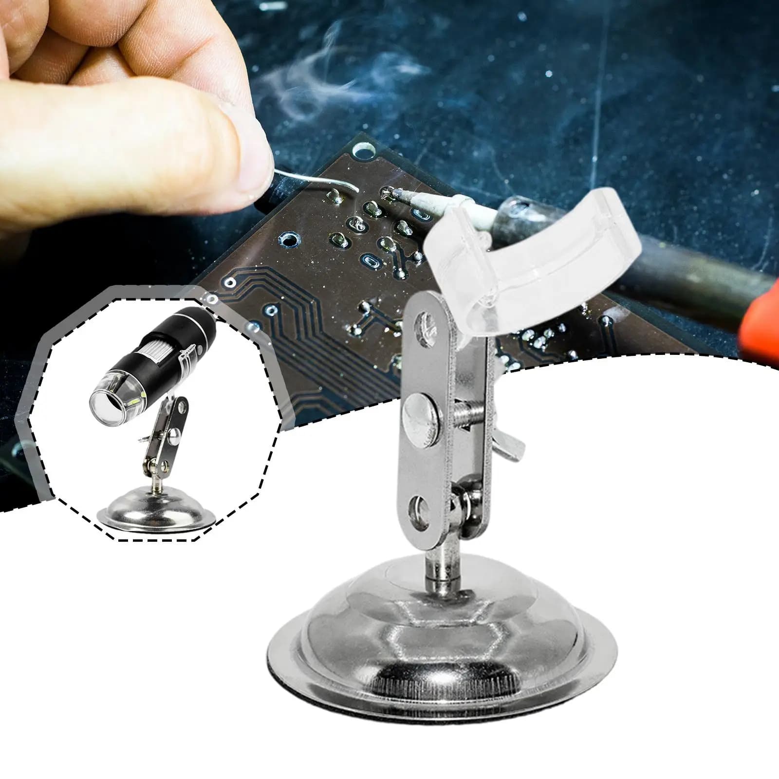 Supporto per microscopio digitale USB regolabile a 360° ° Staffa per microscopio da tavolo girevole compatta e leggera per ufficio domestico