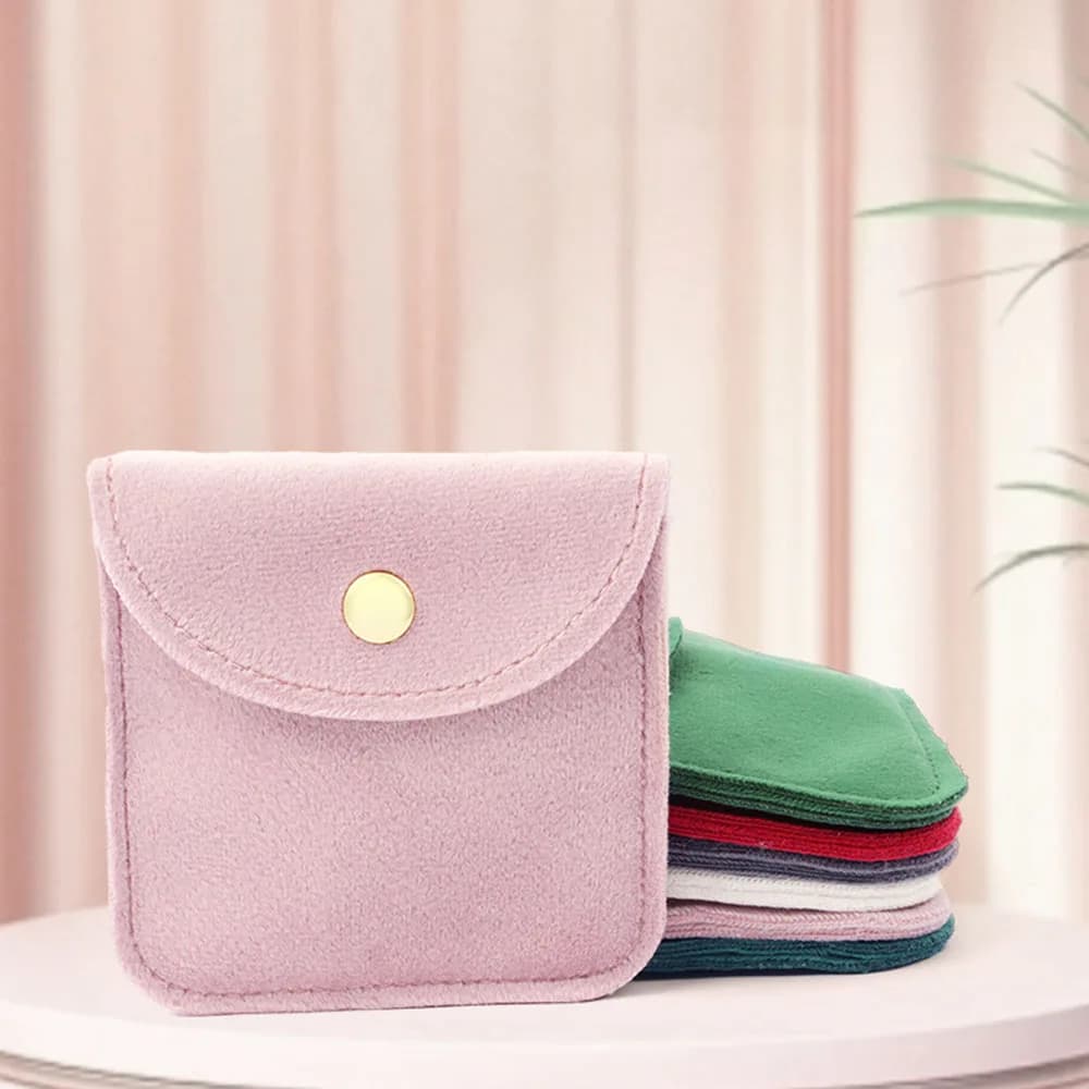 Custodia per gioielli con bottone a pressione Borsa in morbido velluto Busta Borsa per gioielli Collana Bracciale Borsa portaoggetti Borse regalo di nozze Borsa per imballaggio