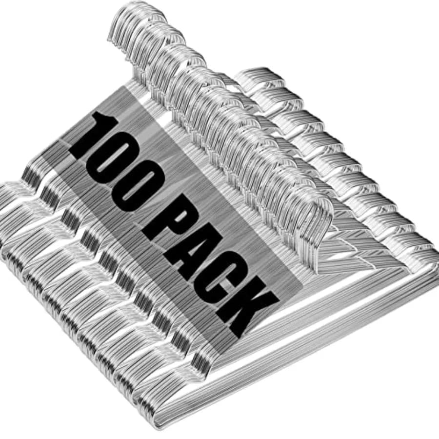Confezione da 100 appendiabiti in filo metallico ultra sottili salvaspazio, resistenti, da 16,5 pollici