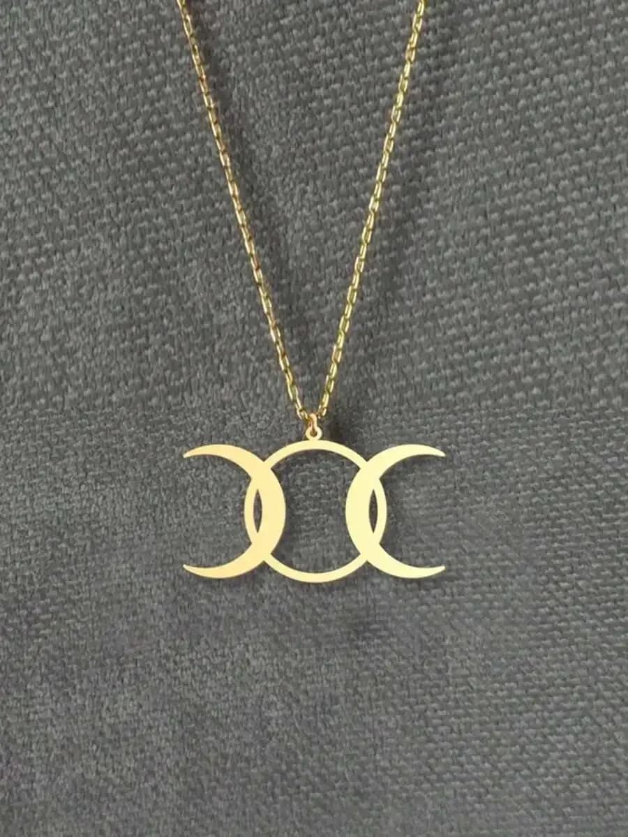Triple Moon Goddess Necklace - Symbol Of Feminine Power - Wiccan Moon Phases Pendant - 14k Gold Plated Or Silver