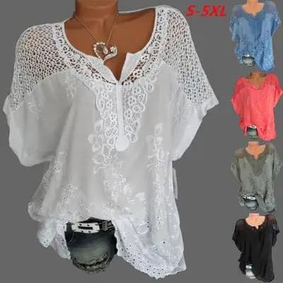Women's Street Style Short Sleeve T-shirt Lace Collar Bat Shirt Pure Color Patchwork Winter Fashion Ladies' Top