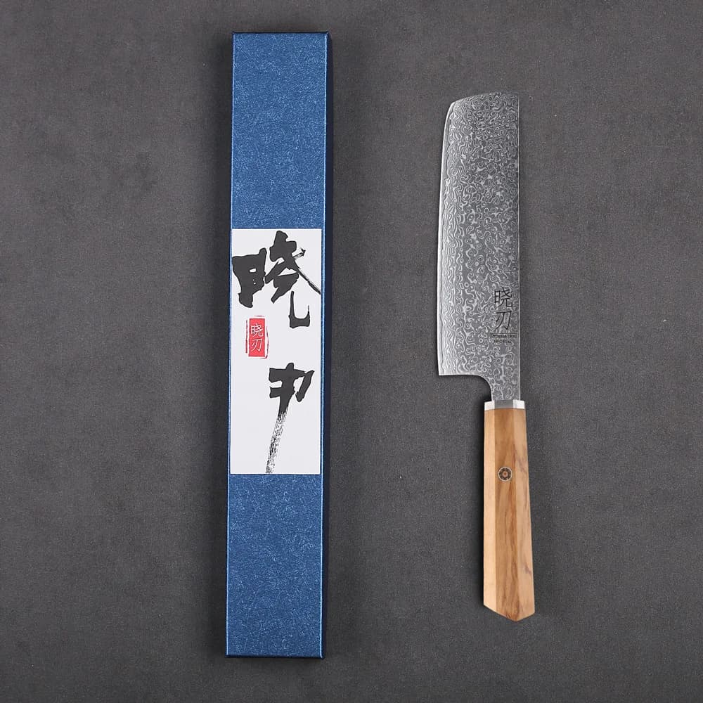 Coltello Nakiri giapponese da 6.5 pollici coltelli da cuoco fatti a mano in acciaio di damasco cucina affettare verdure frutta carne mannaia strumenti di cottura