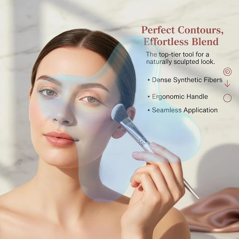 Pennelli Professionali Premium per Contorno e Blush, Pennelli per Fondotinta Liquido e Riparazione Ombretto, Strumenti di Bellezza per il Trucco del Viso Femminile