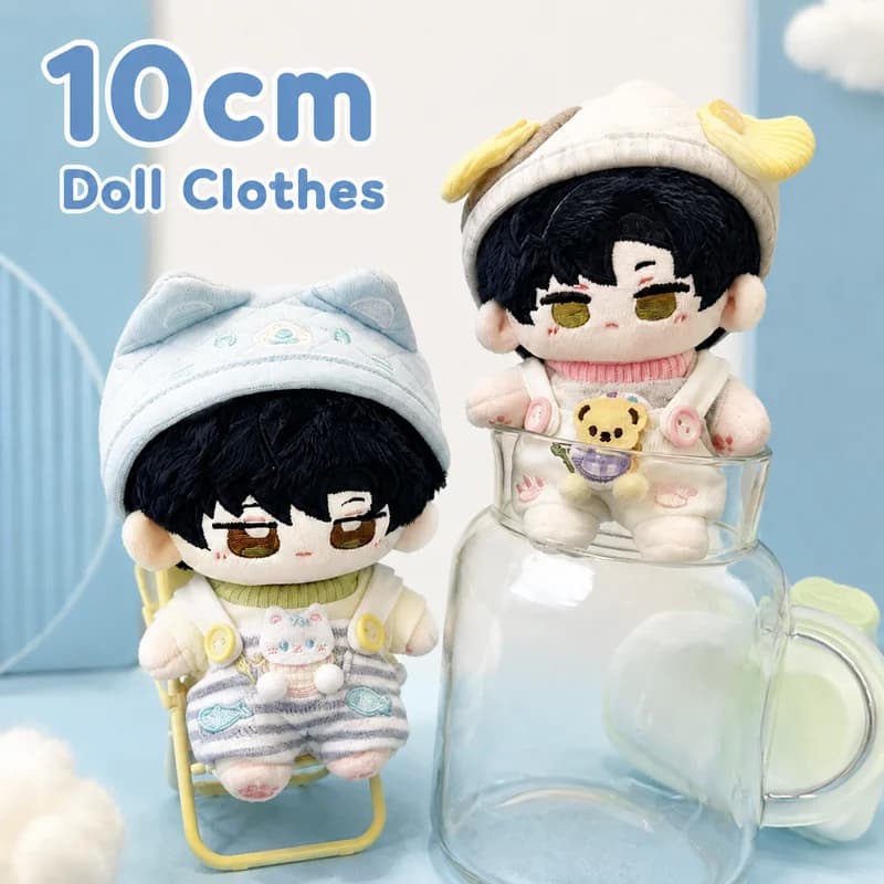 10cm Cotton Doll Clothes “Sea Salt Cat”And“Woof Dog”Series Small Animal Set Cute Cat Dog Pattern No Attribute Clothing