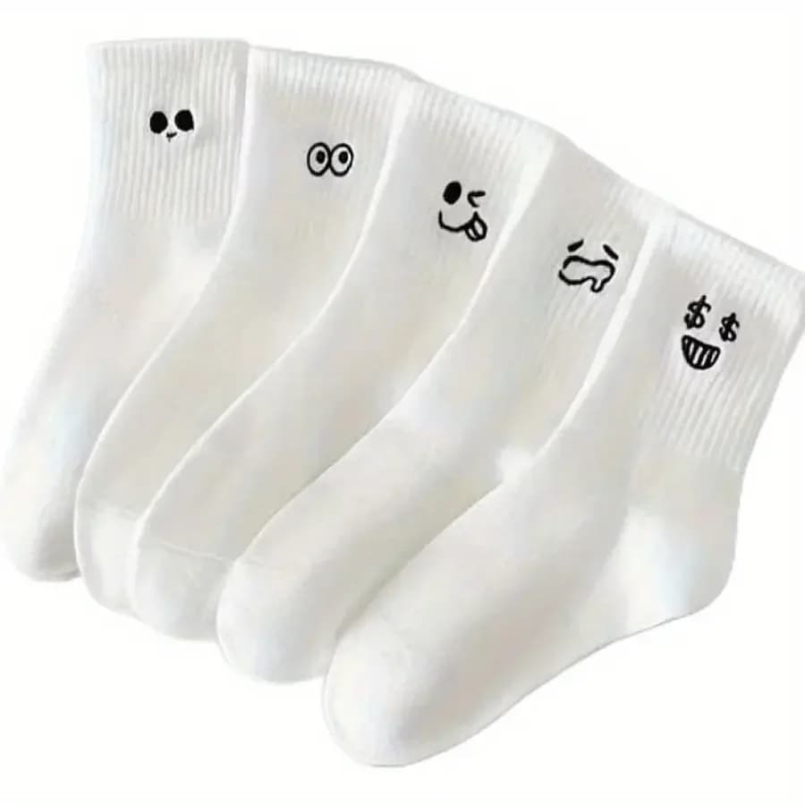 5 Pairs of Breathable, Durable and Comfortable Expression Socks, Versatile and Fashionable, Suitable for Party Wear Classic Tubesocks