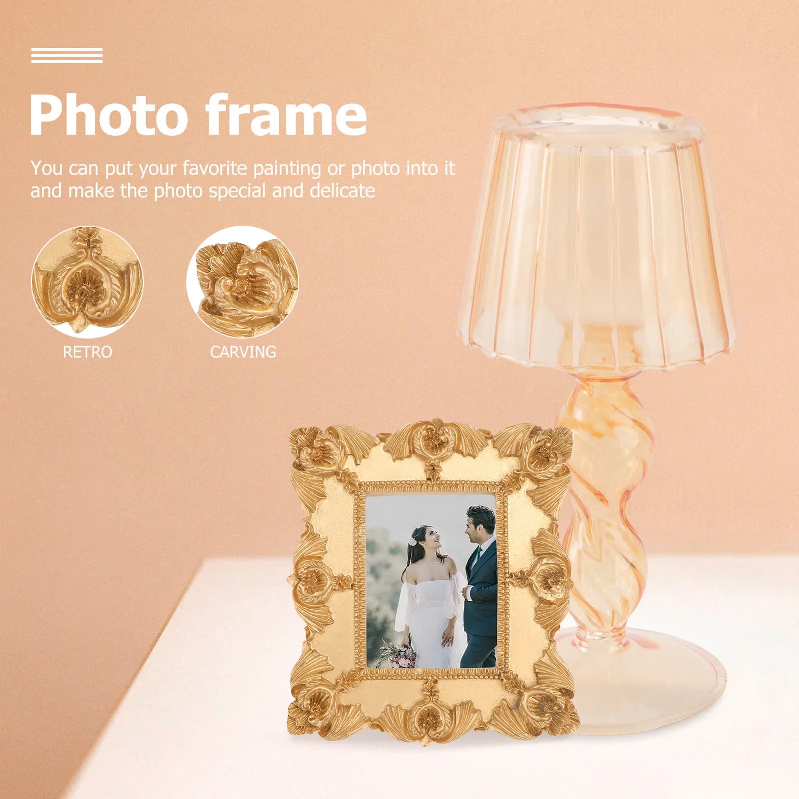 1Pcs Resin Mini Photo Frame Vintage Retro Style Elegant Texture Creative Design Enhances Photos Paintings Ideal Indoor Picture
