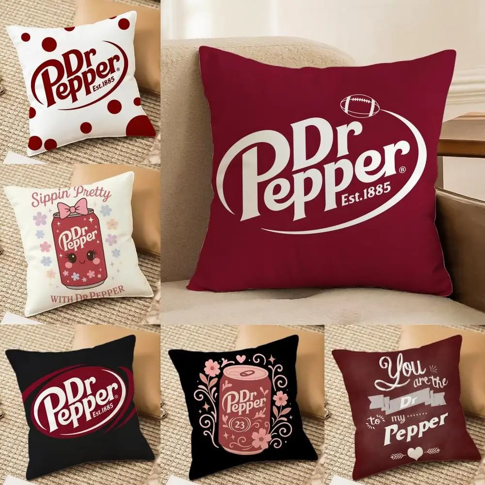 Dr p-Pepper brand Pillow Case Double-Sided Plush Sofa Cushion Covers Organic Breathable Invisible Zipper