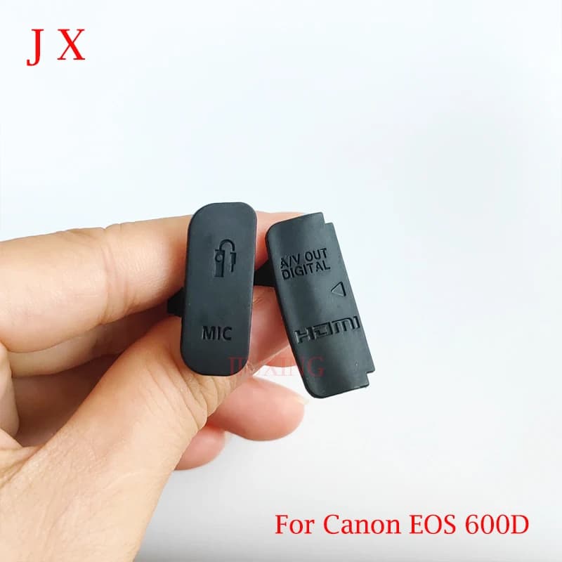 2x nuova interfaccia copertura in gomma per Canon EOS 600D porta USB tappo pelle coperchio porta protezione materiale plastico parte di riparazione fotocamera