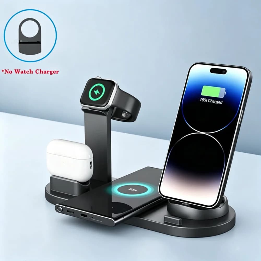 7 in 1 Wireless Charger Stand Type-C Port For iPhone 17-12 Samsung Xiaomi Apple Watch Charging Airpods Fast Charging Station