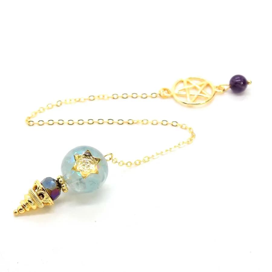 Charms Natural Healing Chip Crystal Stone Round Resin Beads Pendulums For Dowsing Divination Amethyst Choice Men Amulet Jewelry