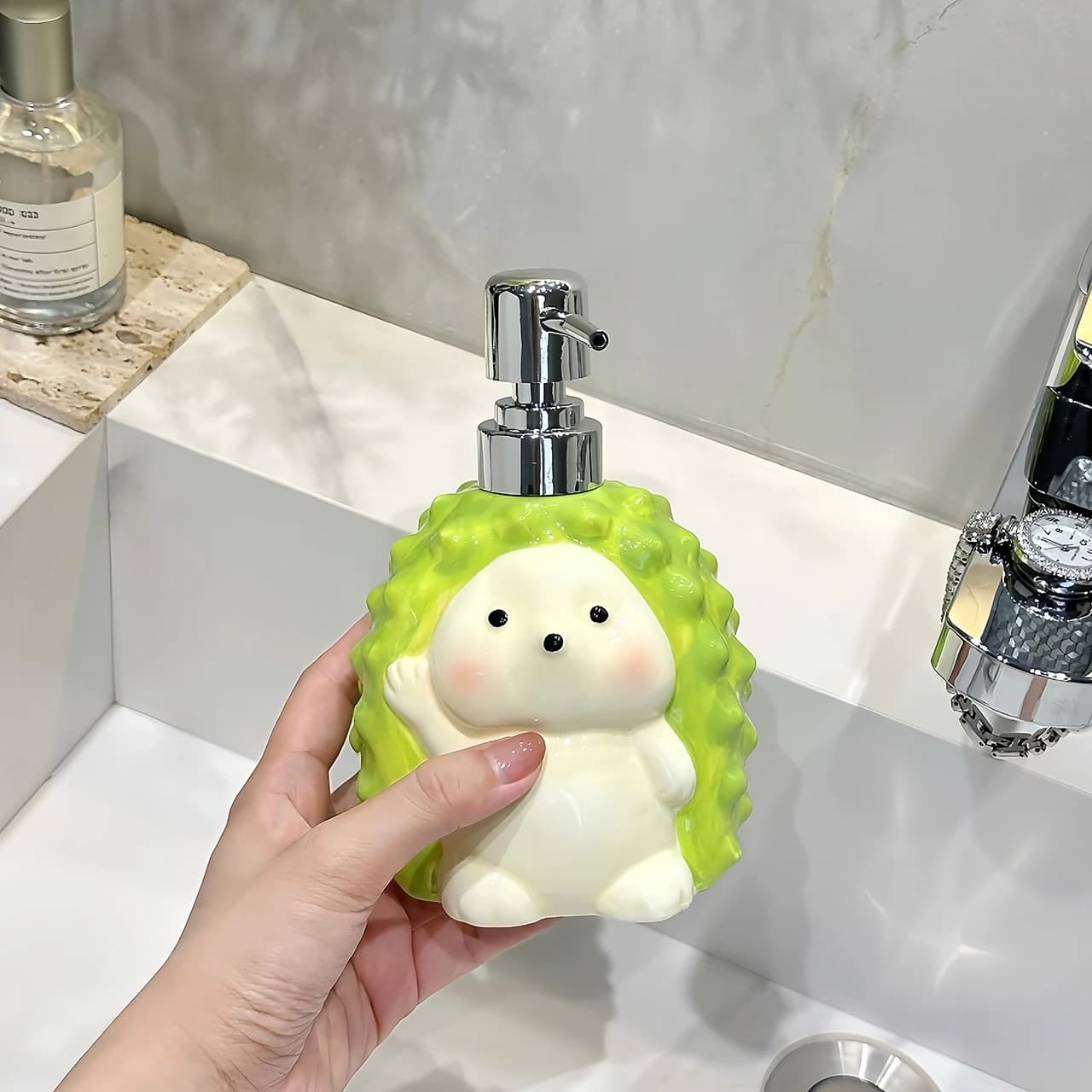 Riccio creativo disinfettante per le mani in ceramica in bottiglia separatamente bagno domestico pressa bottiglia doccia gel lozione bottiglia bagno