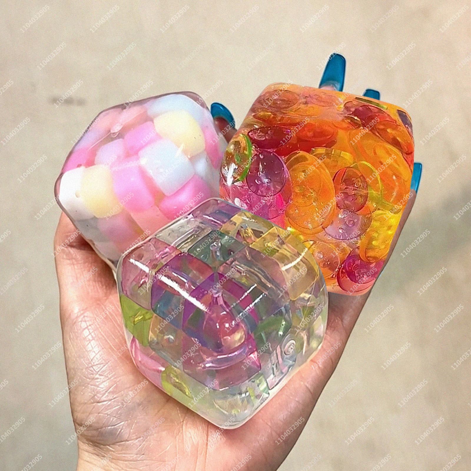 Hard Candy Cube Stress Ball Squishy Toys Shapeable Non-Rebound Cube Squeeze Ball ASMR Sensory Anti-Stress Fidget Toys for Adults