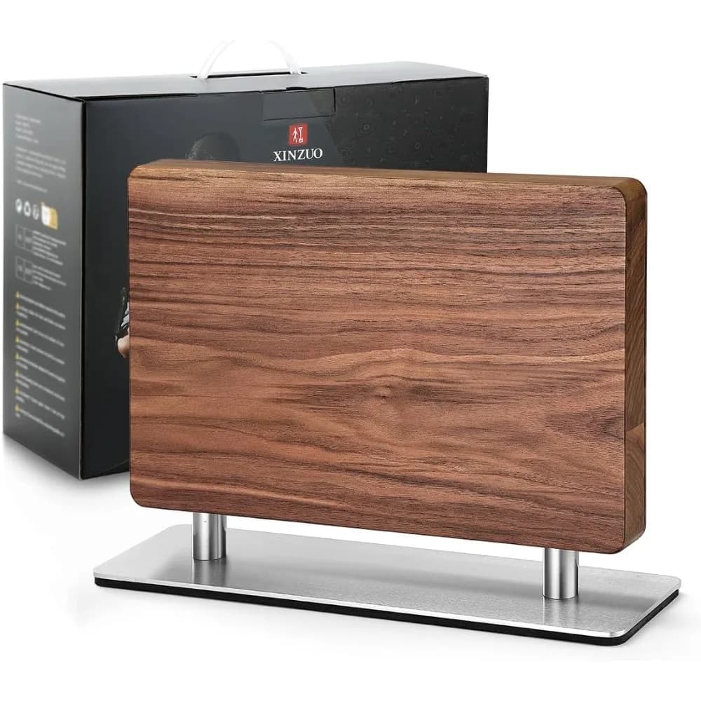 Magnetic knife holder in Natural Walnut with Powerful Magnets, Double Facial Support for Kitchen Knives