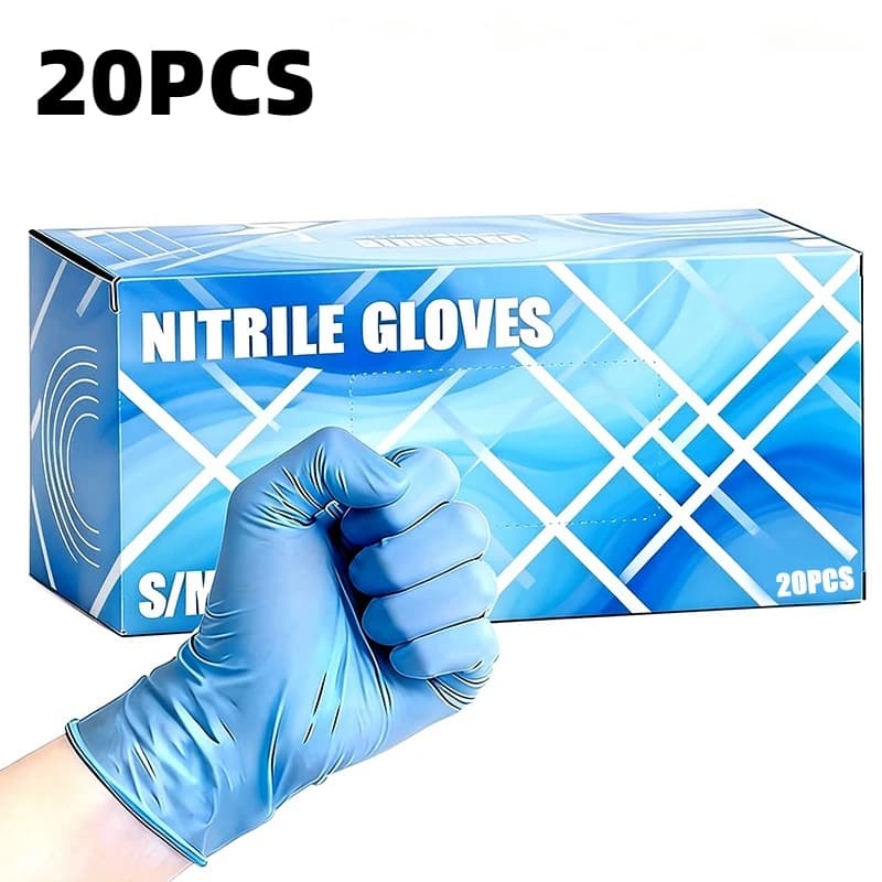 20 guanti in nitrile blu che fungono da pratici strumenti monouso per la pulizia della cucina, per lavare i piatti, per il bagno degli animali domestici, resistenti alle macchie
