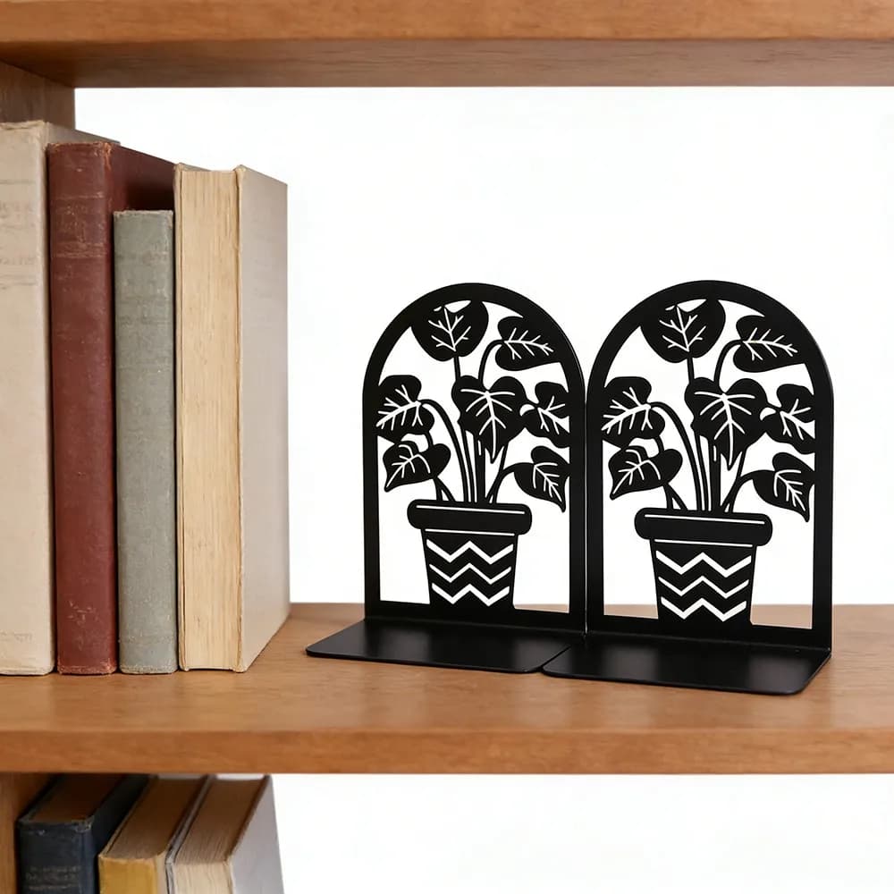 Fermalibri per vasi da fiori per piante Fermalibri decorativi per scaffali Fermalibri in metallo per vasi da fiori per organizer da scrivania Decorazioni per biblioteca per ufficio