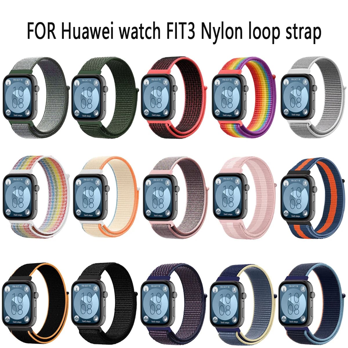 22mm Strap Nylon loop Woven Watch Band For Huawei watch FIT3 Braided Clasp Replace Wristband Smart WatchBracelet Accessories