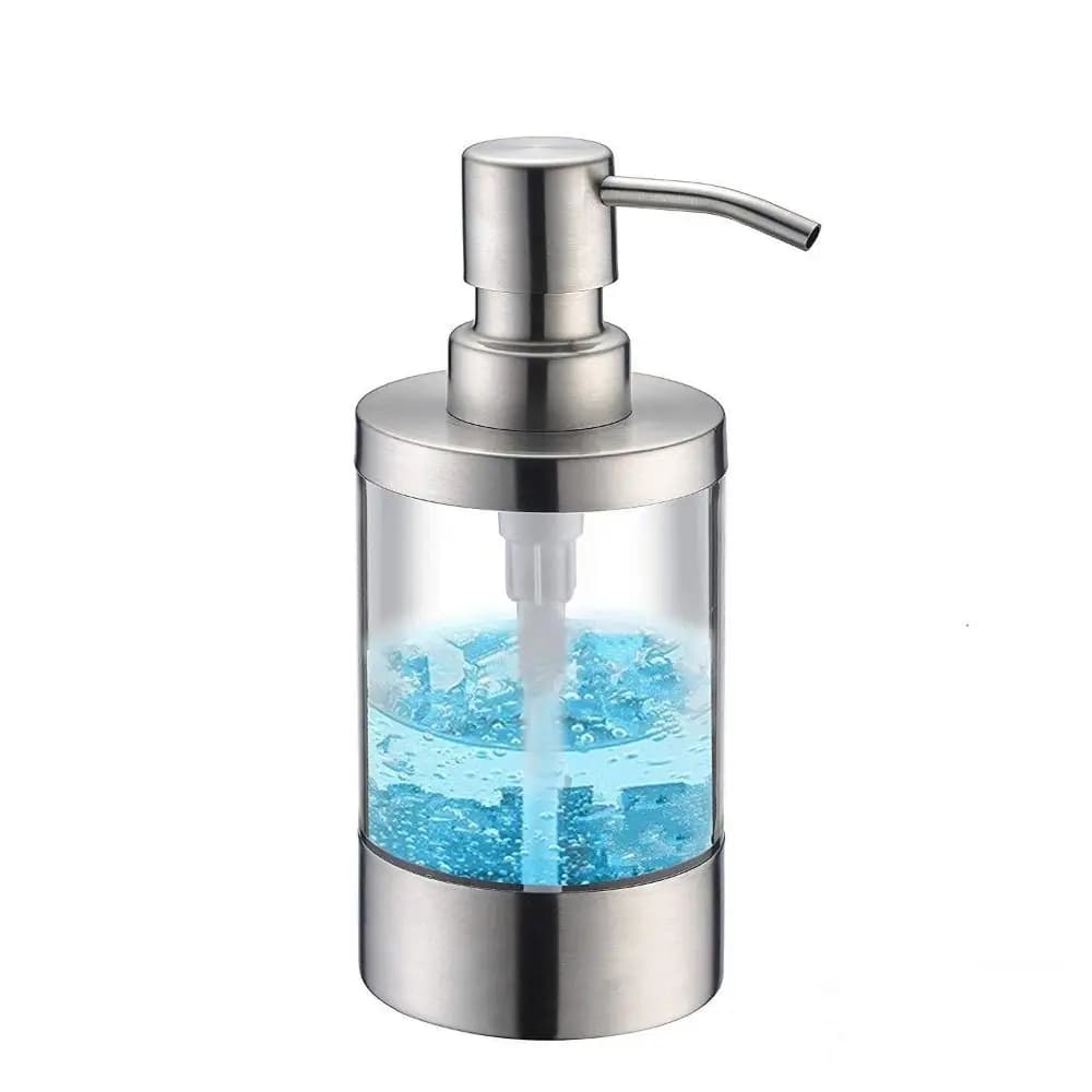 Dispenser per Disinfettante Mani da 350ml in Acciaio Inox 304, Tipo a Pressione, Dispenser Manuale per Gel Doccia, Design Ricaricabile con Pompa Manuale