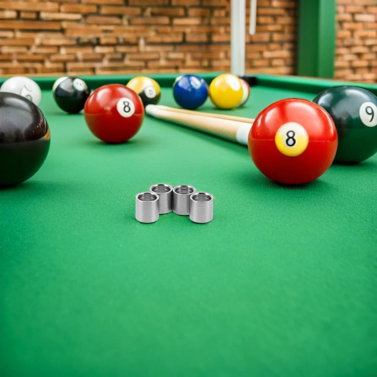 4 Pezzi Ferrule per Stecca da Biliardo in Acciaio Inossidabile con Scanalature per Colla Integrate per Facile Sostituzione della Punta, Compatibili con Biliardo e Snooker