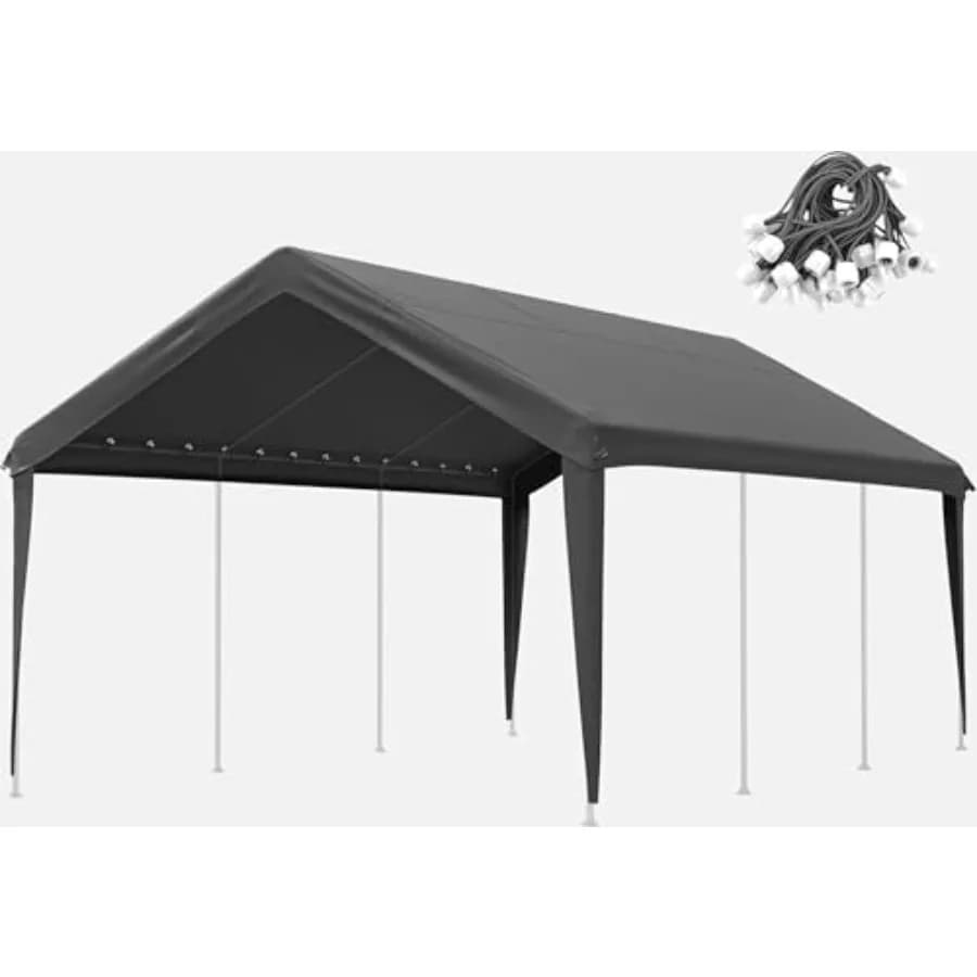 Telo di ricambio per tettoia auto da esterno, per garage portatile, in tessuto Oxford resistente, nero, impermeabile, anti-UV, resistente agli strappi, con B
