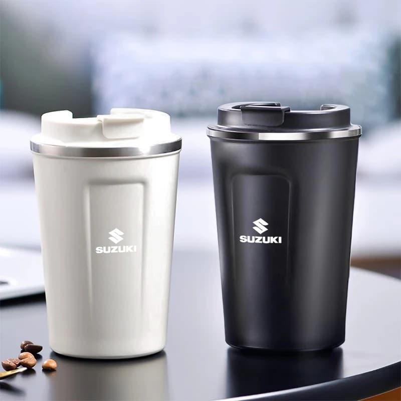 380ML Car Coffee Mug Stainless Steel Travel Thermo Cup Key For Suzuki Ignis Samurai Kaiser Swift Jimny Swace Baleno Alto Vitara